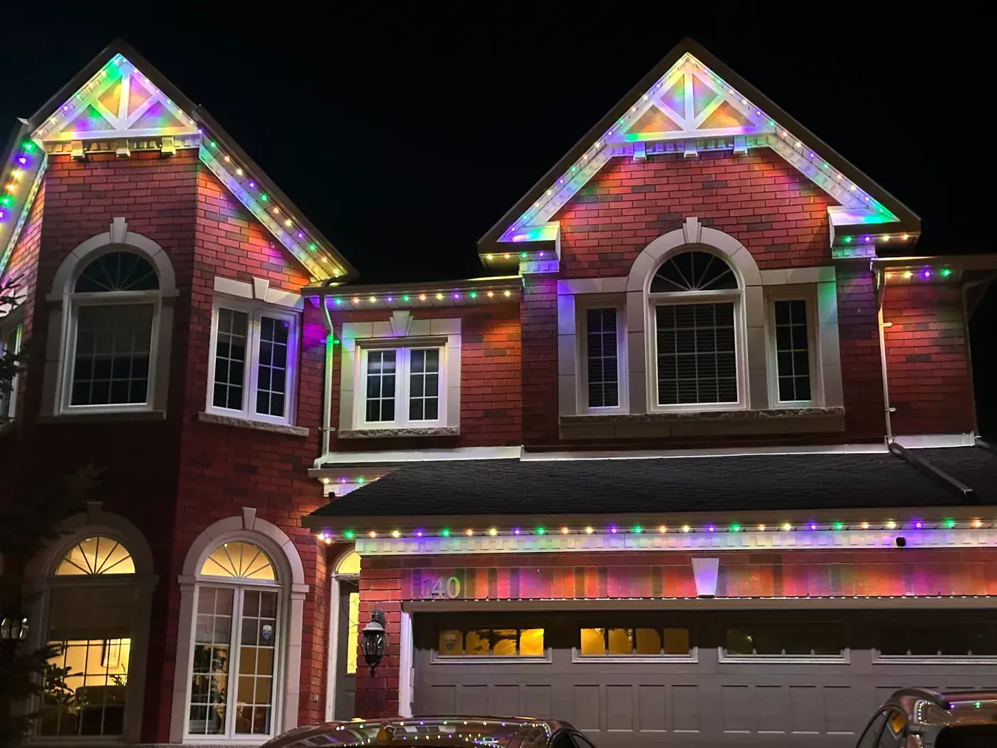 Home with multicolour permanent LED lighting display